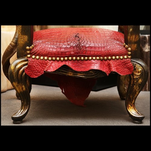 Fauteuils en hêtre massif PC-Red Croco and Horns