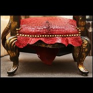 Armchairs in Solid Beech Wood PC-Red Croco and Horns