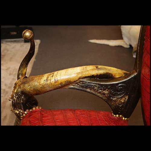 Fauteuils en hêtre massif PC-Red Croco and Horns