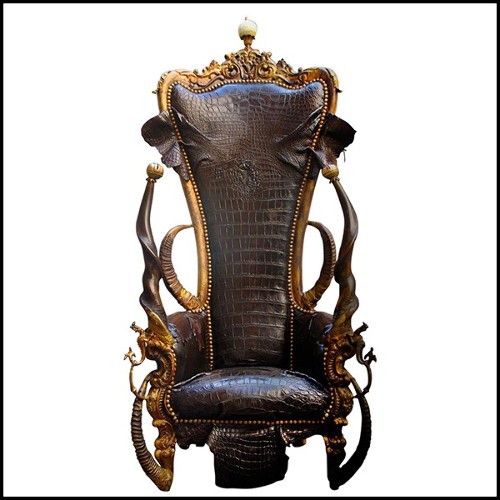 Throne in Solid Beech Wood PC-Royal Black Croco