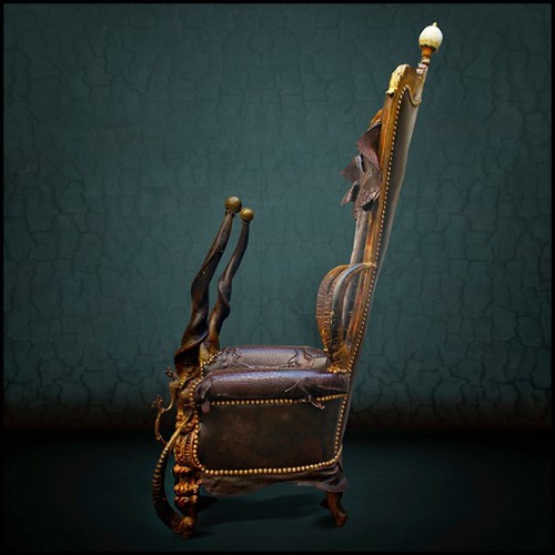 Throne in Solid Beech Wood PC-Royal Black Croco