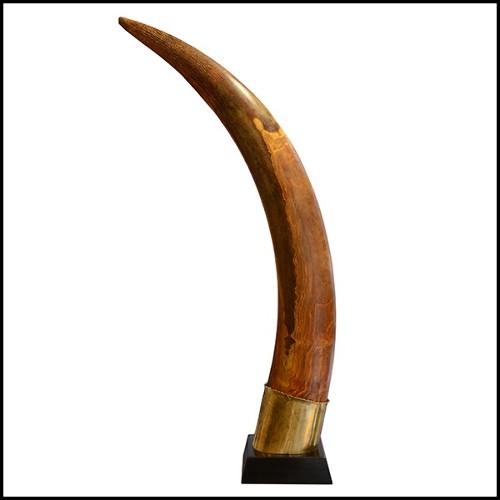 Défense sur base en bois noir PC-Straight Mammoth Tusk