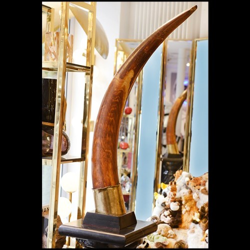 Tusk on Black Wooden Base PC-Straight Mammoth Tusk