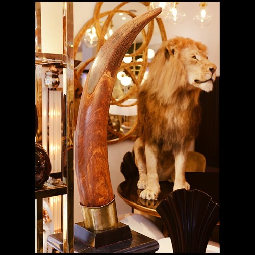 Tusk on Black Wooden Base PC-Straight Mammoth Tusk