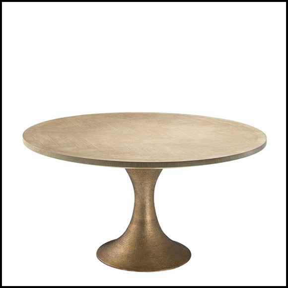 Table de repas en chêne lavé 24-Hammered Round