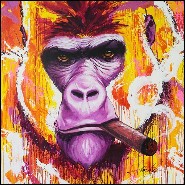 Peinture avec cadre en chêne finition noir PC-Yaounde Smoke a Cigar