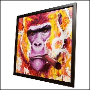 Painting with black oak wooden frame PC-Yaounde Smoke a Cigar