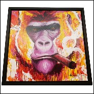 Peinture avec cadre en chêne finition noir PC-Yaounde Smoke a Cigar