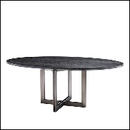 Table de repas avec plateau en placage de chêne 24-Brass Oval Black