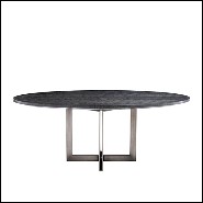 Dining table with charcoal oak veneer top 24-Brass Oval Black
