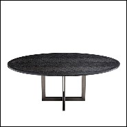 Dining table with charcoal oak veneer top 24-Brass Oval Black