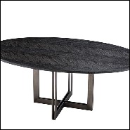 Dining table with charcoal oak veneer top 24-Brass Oval Black