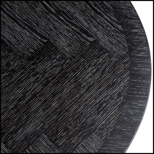 Dining table with charcoal oak veneer top 24-Brass Oval Black