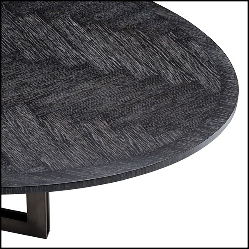 Dining table with charcoal oak veneer top 24-Brass Oval Black