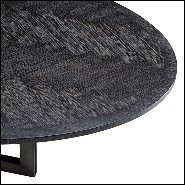 Dining table with charcoal oak veneer top 24-Brass Oval Black