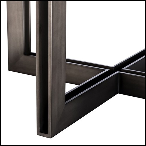 Dining table with charcoal oak veneer top 24-Brass Oval Black