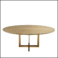 Dining table with charcoal oak veneer top 24-Brass Oval