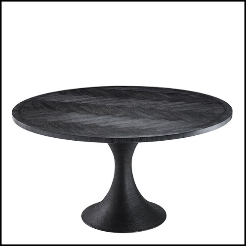 Table de repas en chêne blanchi 24-Hand-crafted Round Bronze
