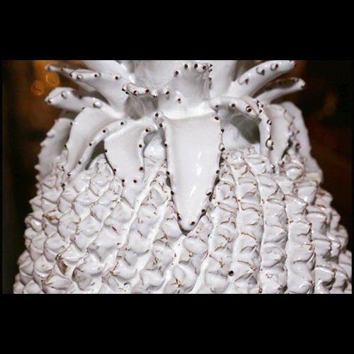 Sculpture in white porcelain 38-White Ananas Porcelain