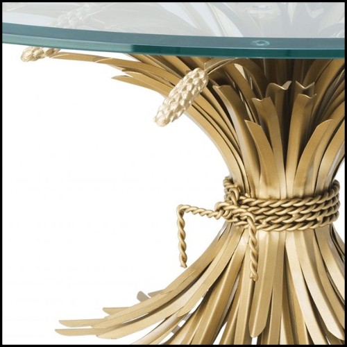 Table basse finition antique Gold avec plateau en verre clair biseauté 24-Epis