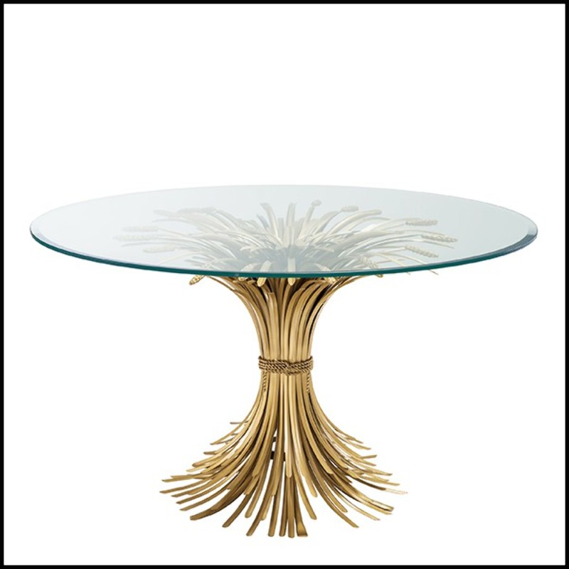 Dining Table in brass in antique Gold finish 24-Bonheur