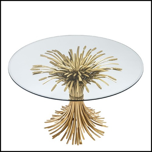Dining Table in brass in antique Gold finish 24-Bonheur