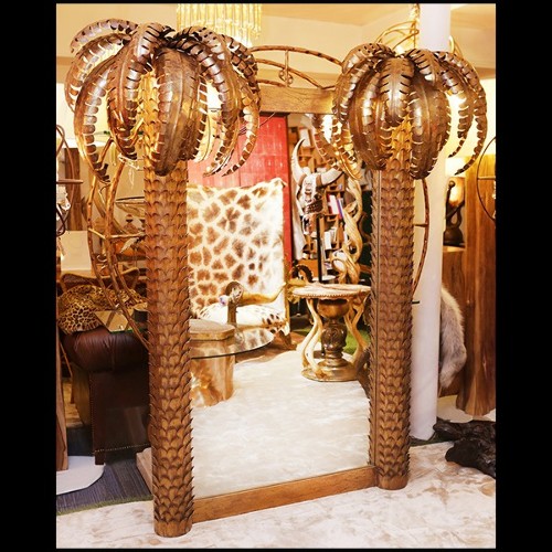 Mirror with frame in golded metal PC-Gilded Double Palmer