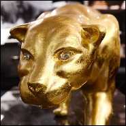 Sculpture finition Gold, yeux finition doré en cristal Swarovski PC-Panther in Gold Finish