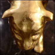 Sculpture finition Gold, yeux finition doré en cristal Swarovski PC-Panther in Gold Finish