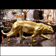 Sculpture finition Gold, yeux finition doré en cristal Swarovski PC-Panther in Gold Finish