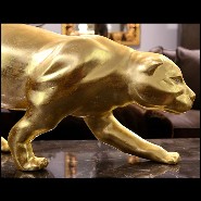 Sculpture finition Gold, yeux finition doré en cristal Swarovski PC-Panther in Gold Finish