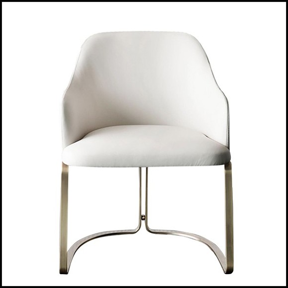 Fauteuil en cuir blanc 150-Sybil