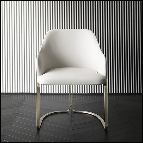 Armchair with White Leather 150-Sybil