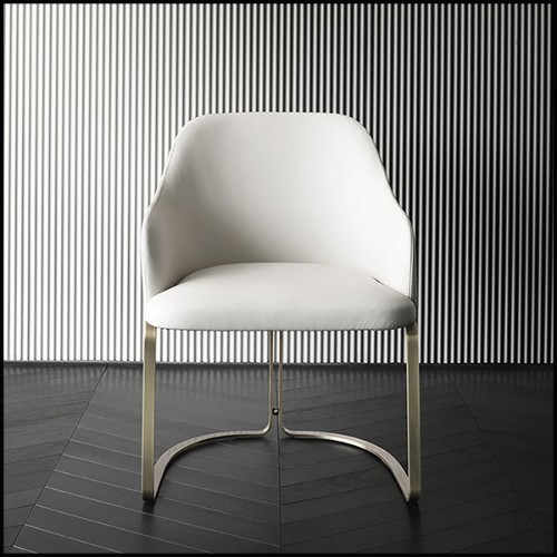 Fauteuil en cuir blanc 150-Sybil
