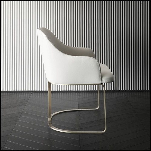 Fauteuil en cuir blanc 150-Sybil