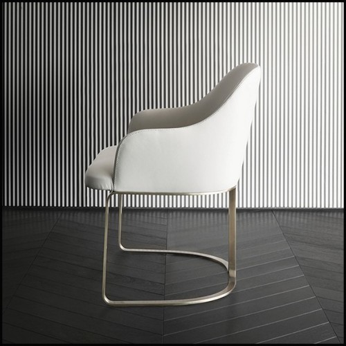 Fauteuil en cuir blanc 150-Sybil