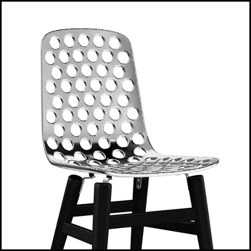 Chair in polished casted aluminium 30-Dotted