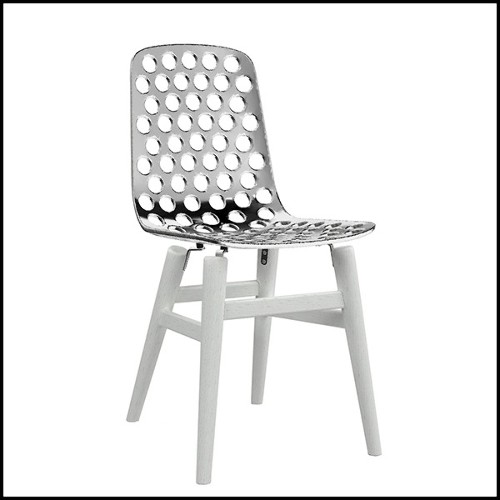Chair in polished casted aluminium 30-Dotted