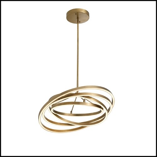 Chandelier en laiton finition antique avec lumières LED intégrées 24-Cassini