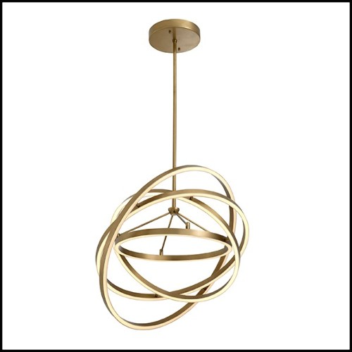 Chandelier en laiton finition antique avec lumières LED intégrées 24-Cassini