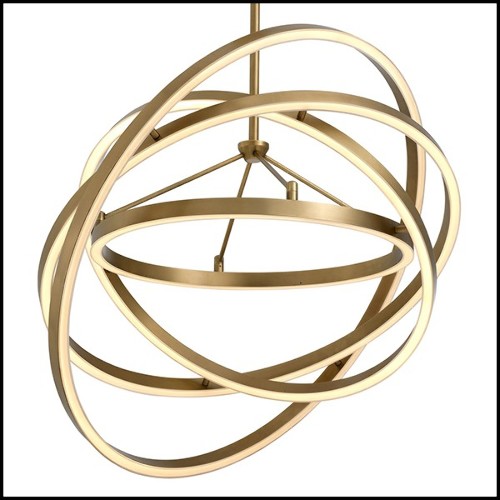 Chandelier en laiton finition antique avec lumières LED intégrées 24-Cassini