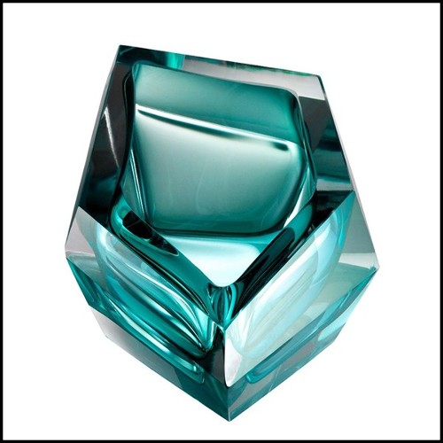 Ashtray in crystal glass 24-Alma Turquoise