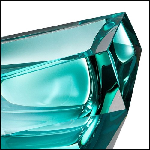 Cendrier en verre cristal 24-Alma Turquoise