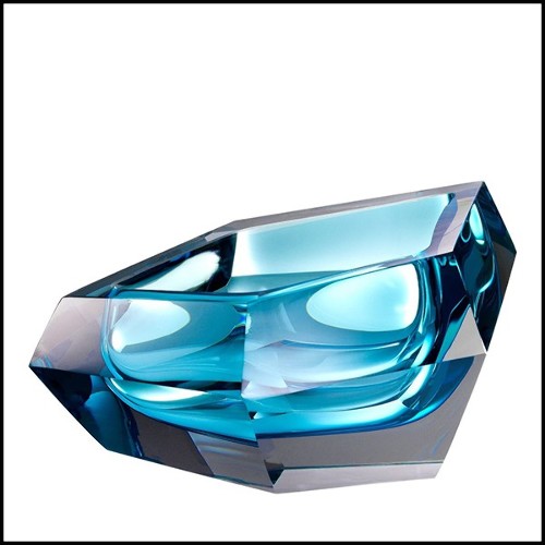Cendrier en verre cristal 24-Alma Blue