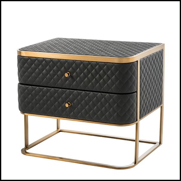 Nightstand in brushed brass and in leather look 24-Monfort