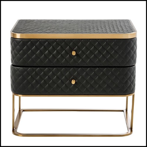 Nightstand in brushed brass and in leather look 24-Monfort