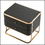 Side table in brushed brass and in leather look 24-Monfort