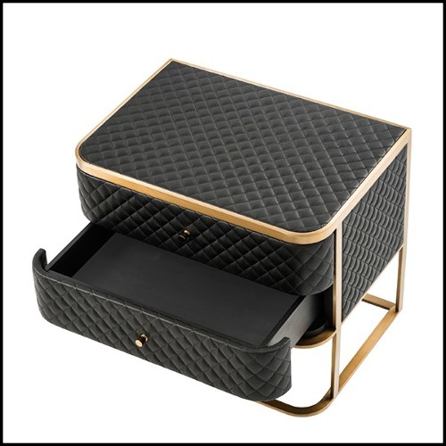 Chevet en laiton brossé finition style cuir 24-Monfort