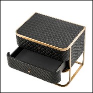 Nightstand in brushed brass and in leather look 24-Monfort