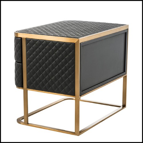 Nightstand in brushed brass and in leather look 24-Monfort